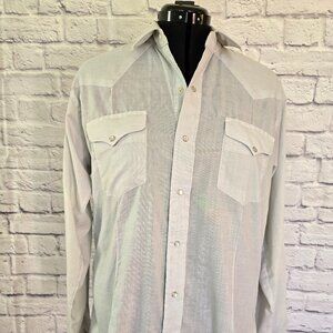 Vintage Western Classic Pearl Snap Long Sleeve Shirt Mint Green